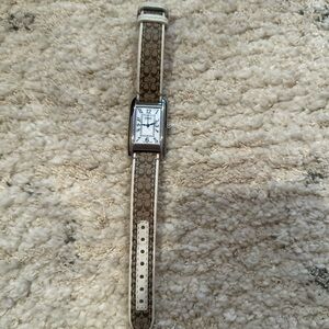 Coach Brown Patterned Watch with Silver Accents